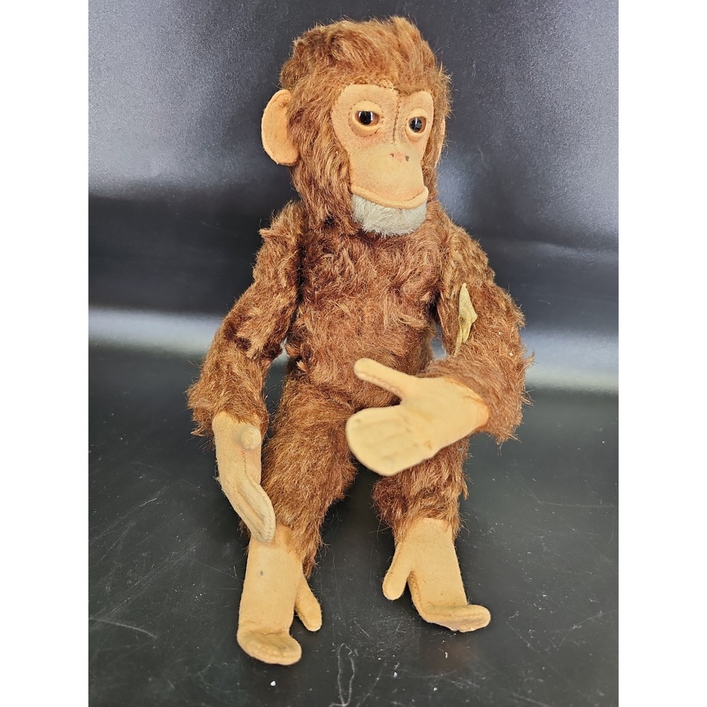 Vtg Steiff Jocko Mohair Jointed Monkey Chimpanzee Stuffed Not‎ Working Squeaker